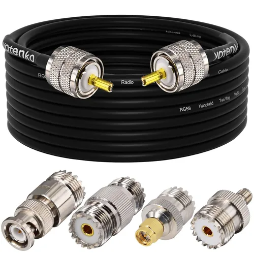 Vista 22 de Cable de puente PL259 de 1 pie - Cable coaxial RG58 de 15 pulgadas corto 50 ohmios coaxial para medidor SWR radio de radioaficionado radio CB
