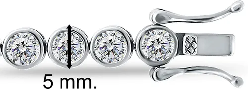 Vista 3 de Pulsera de tenis de plata de ley 925 con circonita cúbica de 0.157 in de corte redondo en bisel de 7.5 in