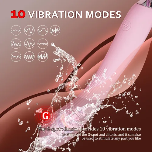 Vista 3 de Consolador vibrador suave de silicona completa para estimulación del clítoris y anal con 10 patrones de vibración, juguetes sexuales para adultos
