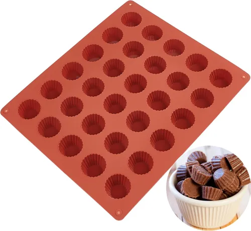 Vista 5 de JOERSH Molde de silicona para taza de mantequilla de maní de 30 cavidades, tamaño de mordida para bombas de grasa Keto, chocolate oscuro