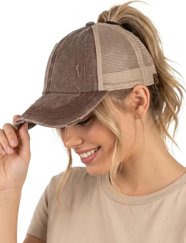 Vista 39 de Funky Junque - Sombrero de cola de caballo para mujer, gorra de béisbol con ajuste ajustable y cola de caballo alta cruzada para uso diario Paquete