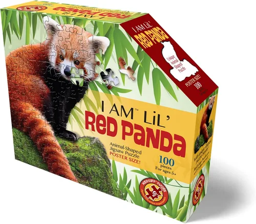 Vista 2 de Madd Capp Puzzles Jr. - I AM Lil' Red Panda - 100 piezas - Rompecabezas en forma de animal
