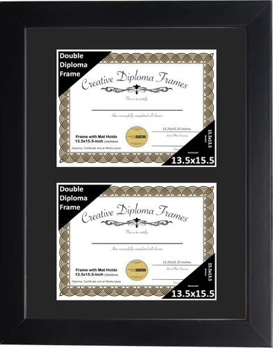 Vista 76 de Creative Picture Frames Marco de diploma doble clásico negro de 6 x 8 pulgadas con vidrio negro y colgador de pared instalado