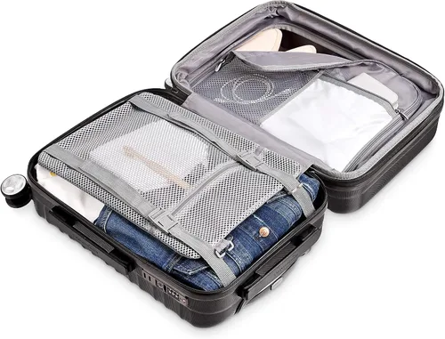 Vista 6 de Tienda Basics Maleta giratoria rígida con ruedas, Negro, Juego de 2 piezas (20 pulgadas, 28 pulgadas)