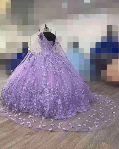 Vista 5 de Vestidos de fiesta de quinceañera Charro con cuello en V y flores florales 3D con purpurina y vestido de baile