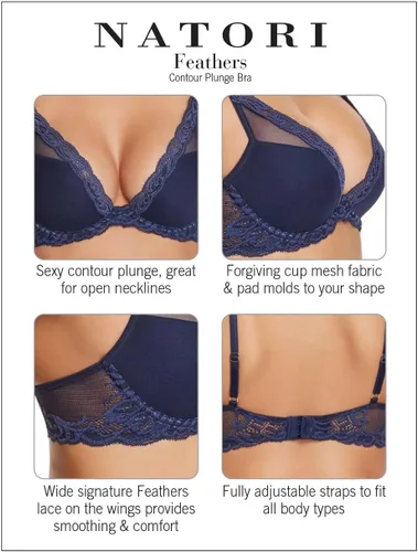 Vista 7 de Natori - Sujetador de encaje para mujer con inmersión, diseño de plumas Cafe