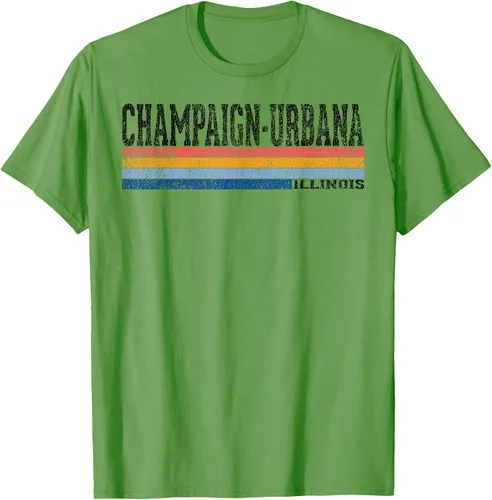 Vista 23 de clásico 1980s estilo champaign-urbana Illinois T Shirt, hombre 2XL, Blanco