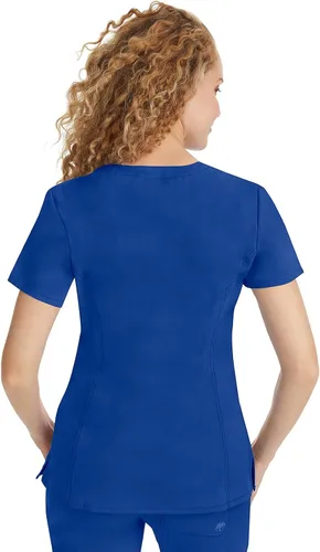 Vista 2 de Healing Hands Scrubs Top 3 bolsillos con cuello en V 2278 Jasmin para mujer, Azul (Aqua Mist)