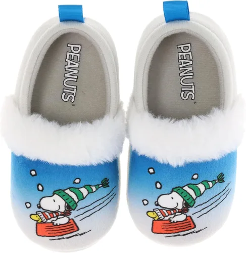 Vista 2 de Peanuts Pantuflas familiares, pantuflas navideñas de Snoopy y Woodstock, tallas para adultos, jóvenes y niños pequeños