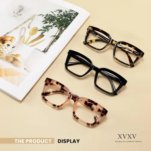 Vista 7 de XVXV Reading Glasses for Women Men - Blue Light Blocking Readers Oversize Square Anti Glare with Spring Hinge