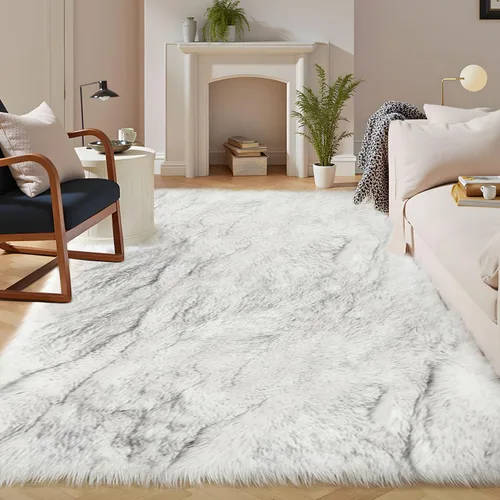 Vista 128 de Latepis - Alfombra rectangular de piel sintética tipo lana de oveja suave y esponjosa de estilo bohemio para sala de estar, dormitorio y residencias