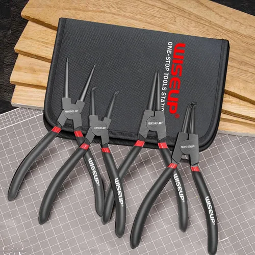 Vista 6 de WISEUP Juego de alicates de anillo a presión, 4 piezas de 7 pulgadas, kit de alicates de circlip interno/externo de 7 pulgadas, puntas de mandíbula