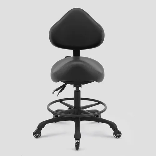 Vista 3 de Silla neumática giratoria con ruedas y respaldo ergonómico para Negro