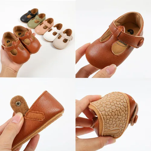 Vista 3 de Zapatos planos Mary Jane para bebés y niñas con Bownot, suela suave, suela suave, piel sintética, recién nacidos, primeros pasos, para fiesta