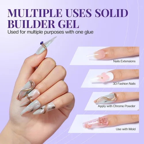 Vista 3 de Morovan Gel de uñas sólido constructor: 2.12 oz de gran capacidad de gel de construcción de uñas para esculpir 3D geles duros no pegajosos para uñas