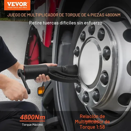 Vista 2 de VEVOR Multiplicador de Par, Juego de Llaves Multiplicadoras de Par de Servicio Pesado, Llave para Tuercas de Rueda con Impulsor de 1 Pulgada