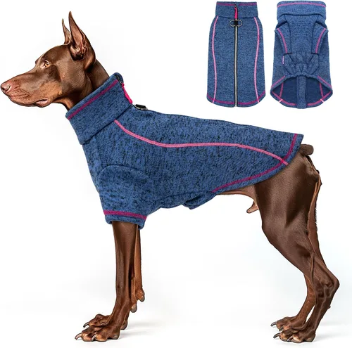 Vista 8 de cyeollo Chaqueta de forro polar para perro, suéter con forro polar con cremallera, chaquetas reflectantes para perros pequeños, abrigos de invierno