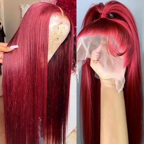 Vista 29 de ANDRIA Pelucas de encaje frontal de 13 x 6 pulgadas, densidad del 200 %, peluca frontal de encaje prearrancada, pelucas sin pegamento, pelucas 13x6