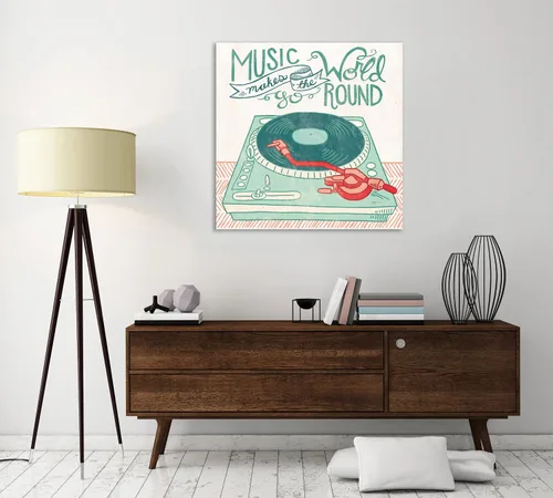 Vista 6 de Jaxson Rea "Retro Record Player Gallery Wrapped Canvas by Mary Urban, 12" x 12