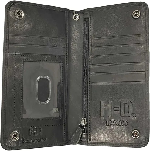 Vista 2 de Harley-Davidson Billetera Bar & Shield BiFold para hombre, en relieve, color negro CR2309L-negro, Negro