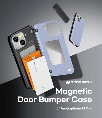Vista 2 de GOOSPERY Parachoques magnético para puerta compatible con iPhone 13 Mini, tarjetero tipo cartera, cierre automático, protección de doble capa