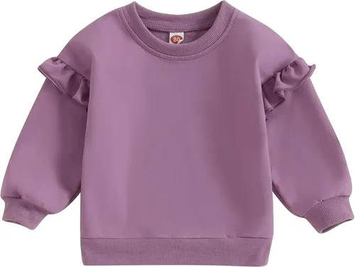 Vista 50 de Sudadera unisex de algodón de color sólido para bebé, camiseta de manga larga con cuello redondo