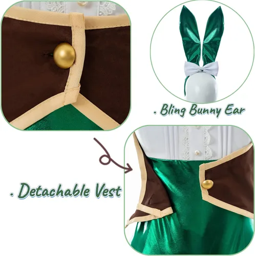 Vista 5 de NSPSTT Disfraz de conejo para mujer disfraz de Dva de conejo traje sexy para cosplay de Hana Song