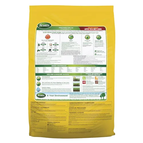 Vista 9 de Scotts Turf Builder Weed and Feed5, Fertilizante y alimento para césped, matamalas hierbas plus, controla dientes de león y trébol, 4,000 pies