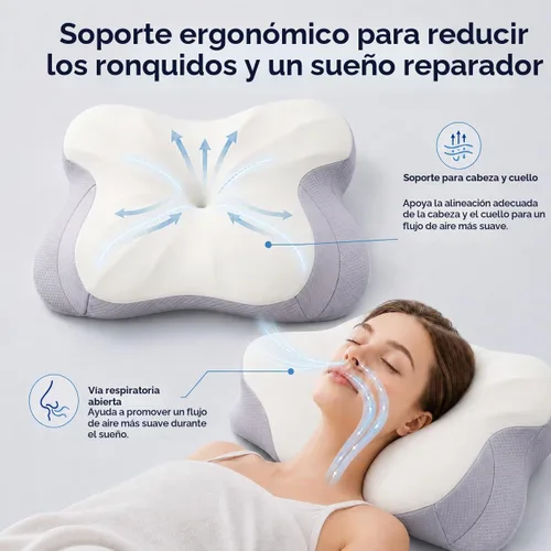 Vista 4 de Almohada cervical para el cuello para dormir, almohada ergonómica para dormir acogedora, almohada de espuma viscoelástica sin olor para dormir