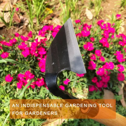 Vista 4 de Hierba hoz azada jardinería herramienta de mano herramientas de deshierbe para jardín (amarillo) Acero de alta resistencia de estilo japonés