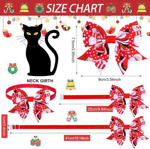 Vista 2 de Maitys 80 corbatines de Navidad para perros pequeños, gatos, perros, lazos ajustables para perros, collar de Navidad básico para cachorros, perros
