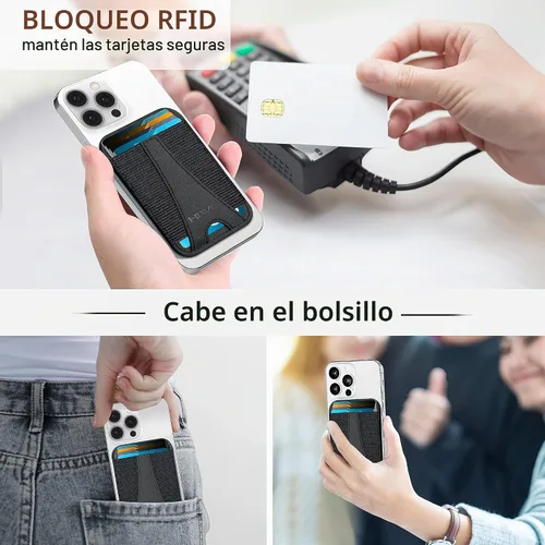 Vista 8 de HiWe Cartera Magsafe, cartera magnética Eiffel-Tower para iPhone serie 16/15/14/13/12, cartera de cuero, compatible con 6 tarjetas, delgado, bloqueo