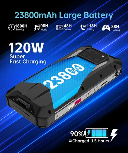 Vista 3 de 8849 Tank 3 Pro - Teléfono celular resistente desbloqueado, Android 14, resistente al agua, con proyector, 6.79 pulgadas, 23800 mAh, 5G, teléfonos