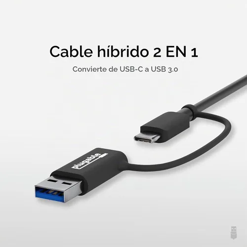Vista 4 de Plugable Adaptador USB-C 2.5G y USB a Ethernet – Conector Dual 2-en-1 USB-C a RJ45 2.5Gbps LAN, Compatible con Thunderbolt 5 & 4, USB4, USB 3.0