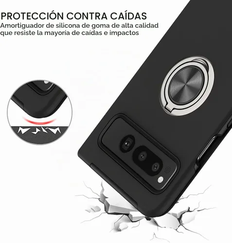 Vista 2 de BENTOBEN Funda plegable para Google Pixel (2023), [protección completa de bisagra] con soporte de anillo de 360°, a prueba de golpes, soporte Negro
