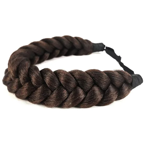 Vista 3 de Diadema trenzada de 3 hebras de pelo sintético trenzado grueso grueso grueso elástico diadema ropa señoras belleza