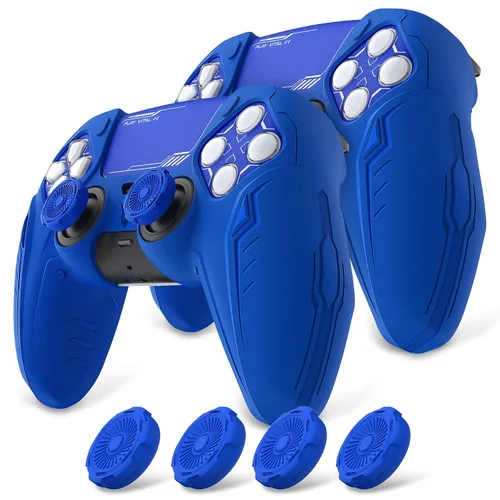 Vista 15 de PlayVital 2 Pack Silicone Skin Set for PS5 Controller - Charging Dock Compatible, Full Protection Case with Futuristic CyberMech Design, Soft Cover