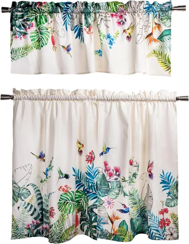 Vista 15 de Maison d' Hermine Juego de cortinas de cocina para ventanas, juego de cortinas de cocina 100% algodón, cenefas para el hogar [2 niveles