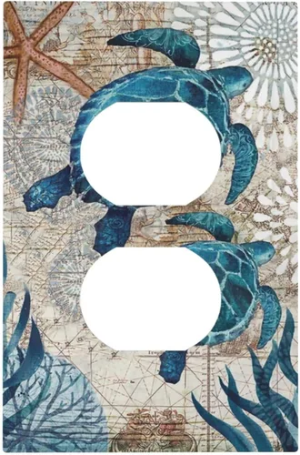 Vista 120 de Placa de Pared en Blanco de 1-Gang Sin Dispositivo Beige Lindo Vintage Boho de los 70s Hongo Fungus Planta Floral Botánica Libélula Interruptor
