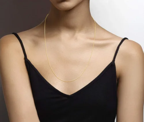 Vista 6 de Miabella 925 Sterling Silver or 18Kt Yellow Gold Over Silver Italian 1mm Adjustable Solid Thin Bolo Box Chain Necklace for Women Made in Italy