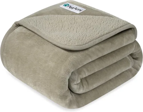 Vista 18 de PETAMI Manta impermeable de forro polar Sherpa para gatos y perros, color beige, talla S