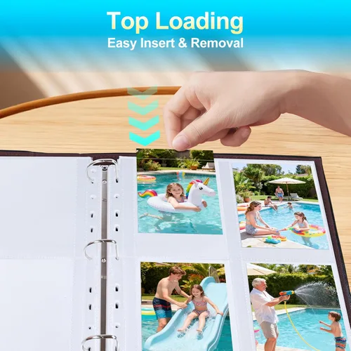 Vista 5 de Paquete de 30 páginas de repuesto para álbumes de fotos de 3.5 x 5 pulgadas para carpeta de 3 anillos, fundas de fotos ultra transparentes