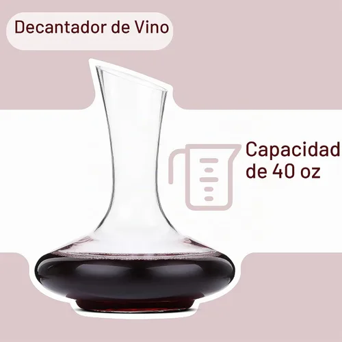 Vista 2 de BTAT - Decantador de vino, 40 onzas, pequeño, decantadores de vino y jarras para regalos