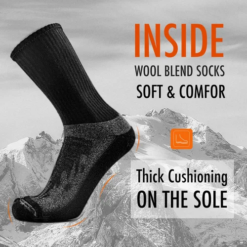 Vista 4 de KitNSox Paquete de 14 calcetines de lana merina para hombre y mujer, calcetines para senderismo y correr, cálidos, gruesos, acolchados, para caminar
