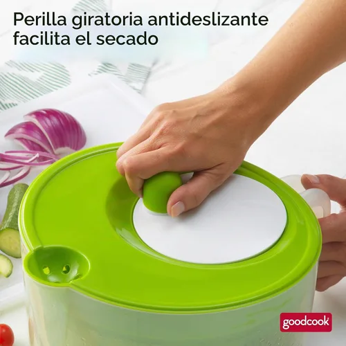 Vista 4 de GoodCook Deluxe, para ensalada, 6 cuartos de galón de capacidad, perilla de giro fácil, boquilla de vertido integrada, cesta multiuso, duradero
