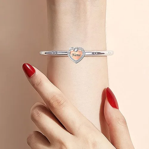 Vista 4 de KunBead Dijes de cuentas de amor con forma de corazón en tono oro rosa, compatible con pulseras Pandora, joyería de cumpleaños