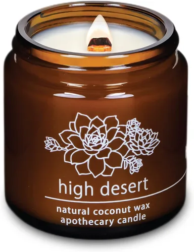 Vista 8 de Vela de mecha de madera agrietada Hemlock Park hecha a mano con cera de coco natural (grande de 16 oz, ámbar) Coconut Apricot Wax Crackling Wood