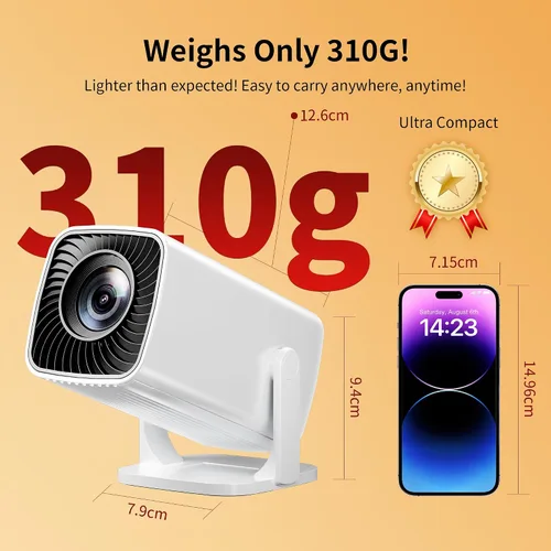 Vista 8 de Mini proyector, proyector portátil compatible con 4K, proyector para exteriores Full HD 1080P, proyector de película de rotación de 270°, compatible