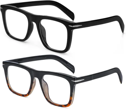 Vista 16 de Gafas de bloqueo de luz azul de moda con marco cuadrado para hombres y mujeres, gafas de computadora sin receta, 01 Negro