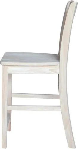 Vista 6 de Taburete de comedor de madera maciza San Remo - Altura del asiento de 24 pulgadas, sin terminar